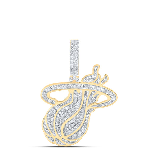 1.72 Ctw Natural Diamond Basket Ball Charm Pendant in 10k Yellow Gold