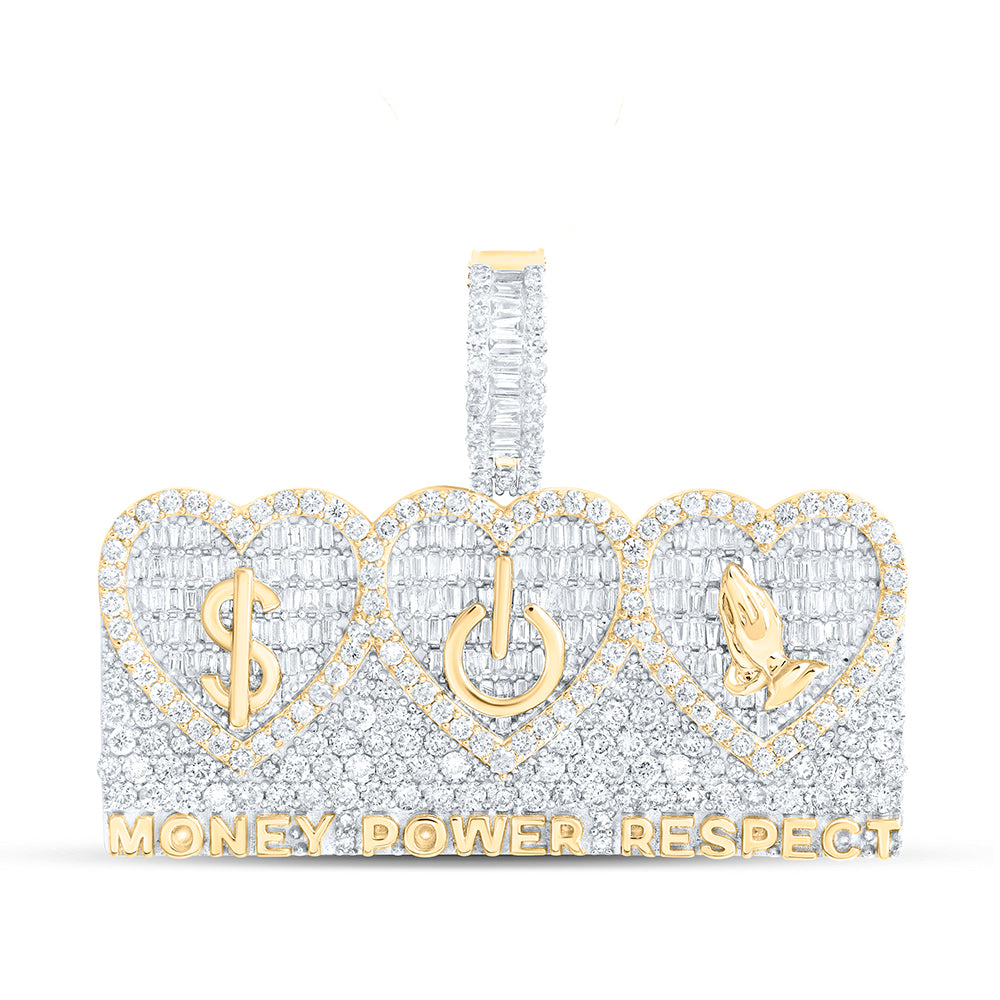 3.39 Ctw Natural Diamond Money Power Respect Hiphop Pendant in 10k Yellow Gold