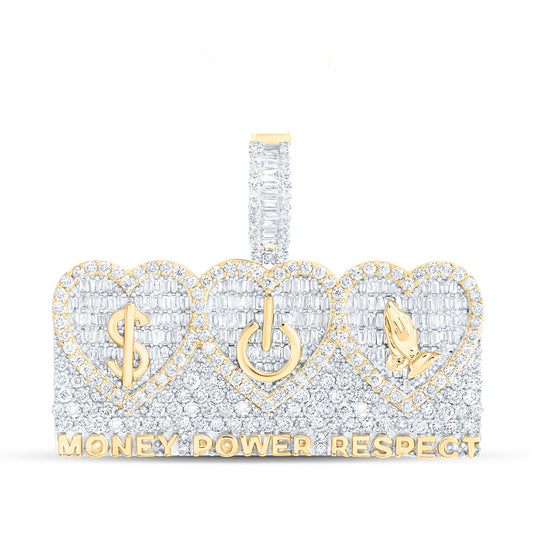 3.39 Ctw Natural Diamond Money Power Respect Hiphop Pendant in 10k Yellow Gold