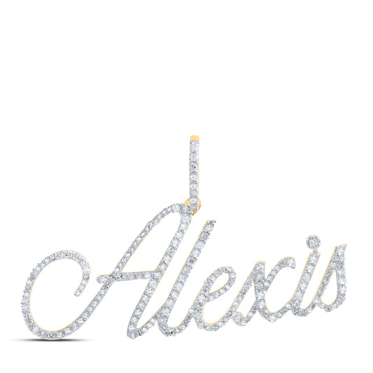 0.79 Ctw Natural Diamond Alexis Nameplate Pendant in 10k Yellow Gold