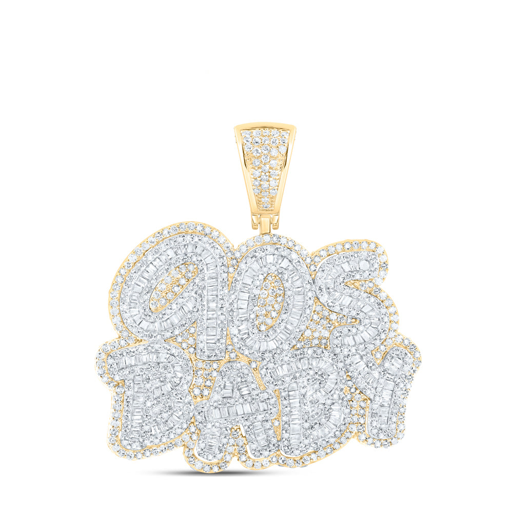 3.38 Ctw Natural Diamond 90s Baby Nameplate Hiphop Pendant in 10k Yellow Gold