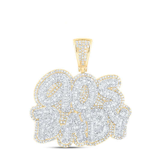 3.38 Ctw Natural Diamond 90s Baby Nameplate Hiphop Pendant in 10k Yellow Gold