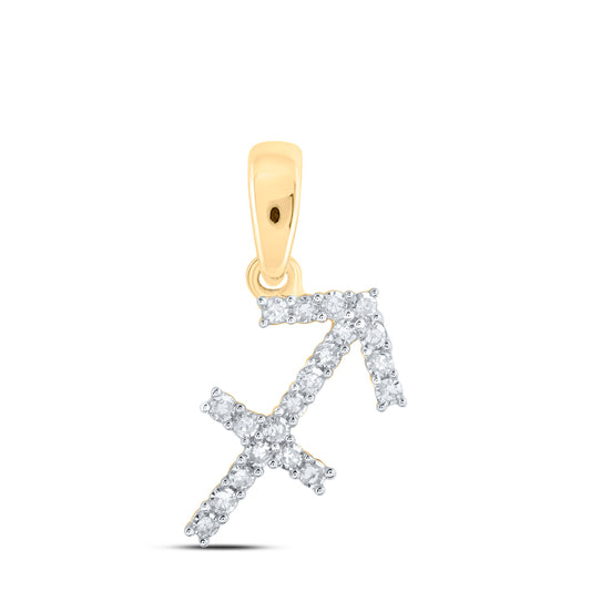 0.15 Ctw Natural Diamond Sagittarius Zodiac Sign Pendant in 10k Yellow Gold