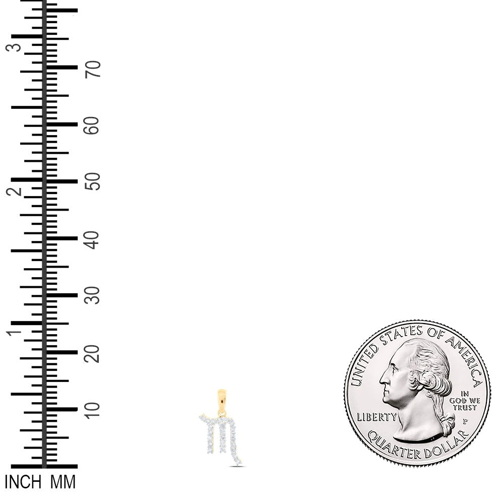 0.25 Ctw Natural Diamond Scorpio Zodiac Sign Pendant in 10k Yellow Gold