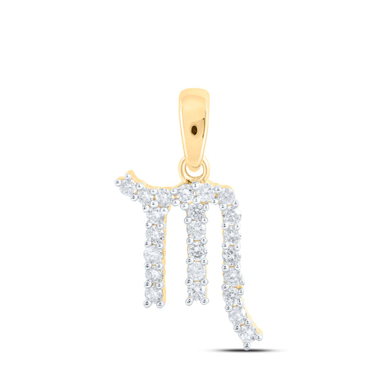 0.25 Ctw Natural Diamond Scorpio Zodiac Sign Pendant in 10k Yellow Gold