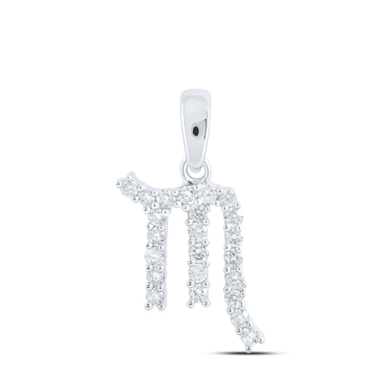 0.25 Ctw Natural Diamond Scorpio Zodiac Sign Pendant in 10k White Gold