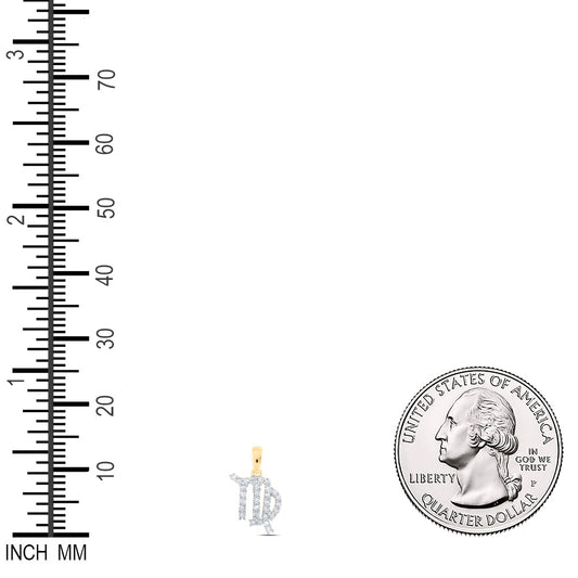 0.31 Ctw Natural Diamond Virgo Zodiac Sign Pendant in 10k Yellow Gold