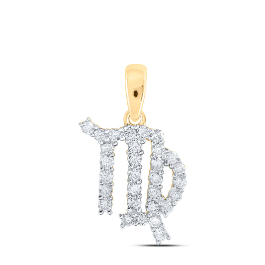 0.31 Ctw Natural Diamond Virgo Zodiac Sign Pendant in 10k Yellow Gold