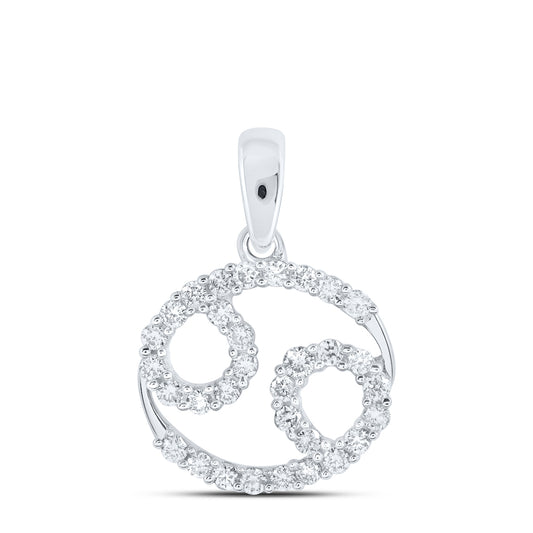 0.29 Ctw Natural Diamond Three 3 Open Circle Pendant in 10k White Gold