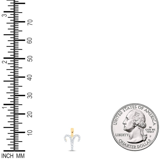 0.23 Ctw Natural Diamond Aries Zodiac Pendant in 10k Yellow Gold