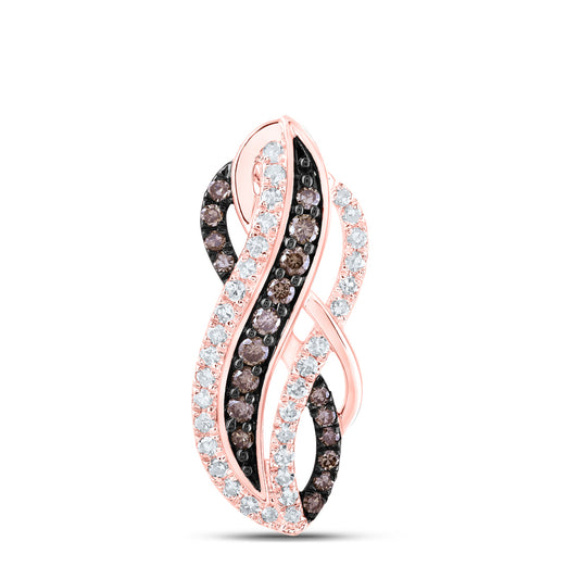 0.32 Ctw Natural Diamond Brown Chocolate Infinity Wave Pendant in 10k Rose Gold