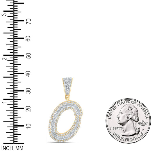 0.79 Ctw Natural Diamond Initial Letter Alphabet O Pendant in 10k Two-tone Gold