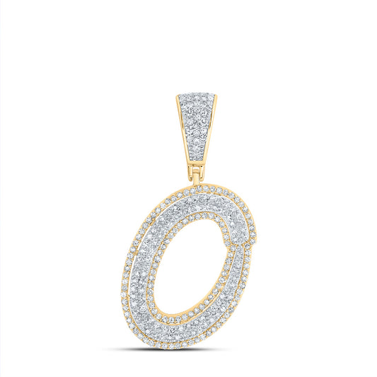 0.79 Ctw Natural Diamond Initial Letter Alphabet O Pendant in 10k Two-tone Gold
