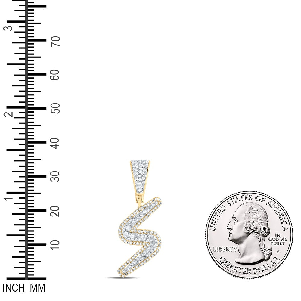 0.57 Ctw Natural Diamond Designer Initial Letter S Pendant in 10k Two-tone Gold
