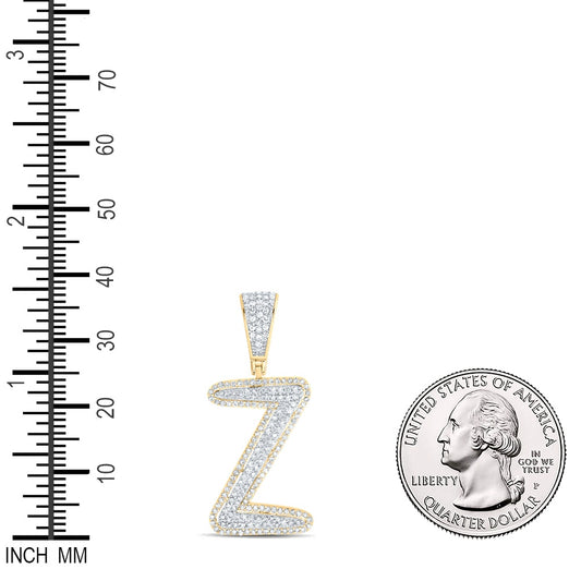 0.71 Ctw Natural Diamond Initial Letter Alphabet Z Pendant in 10k Two-tone Gold