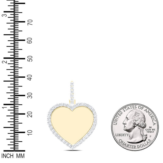 0.13 Ctw Natural Diamond Heart Memory Picture Frame Pendant in 10k Yellow Gold