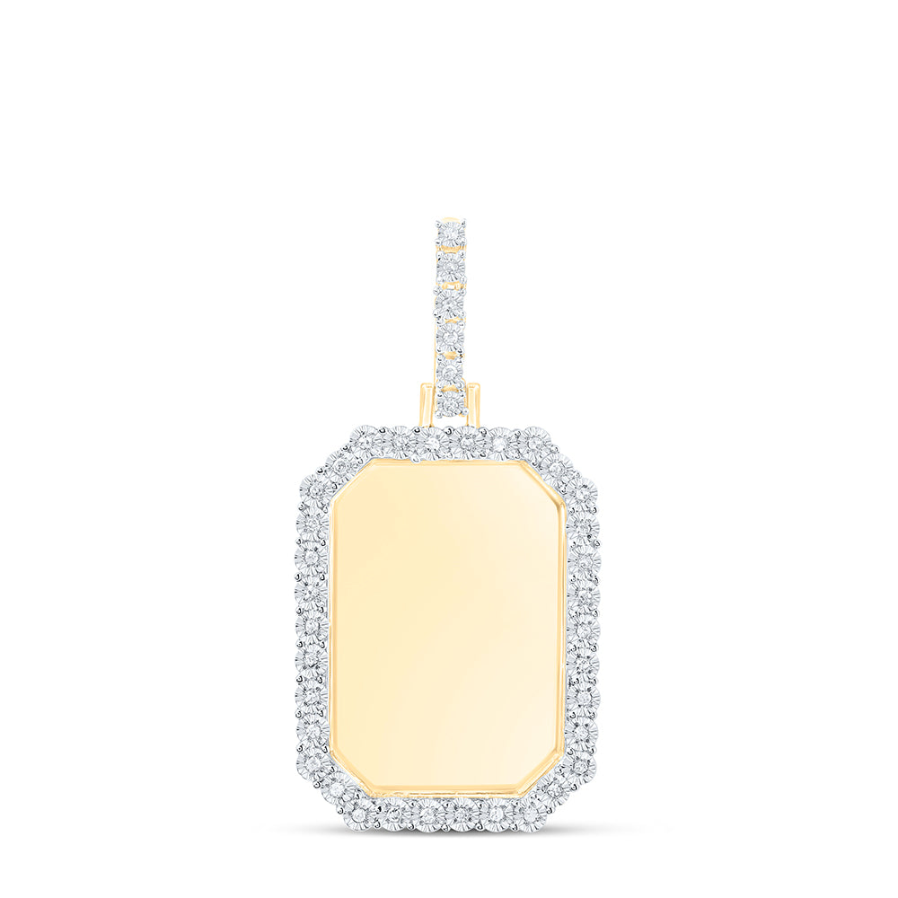 0.12 Ctw Natural Diamond Octagone Memory Picture Frame Pendant in 10k Yellow Gold