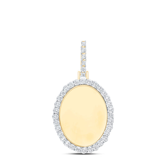 0.11 Ctw Natural Diamond Oval Memory Picture Frame Pendant in 10k Yellow Gold