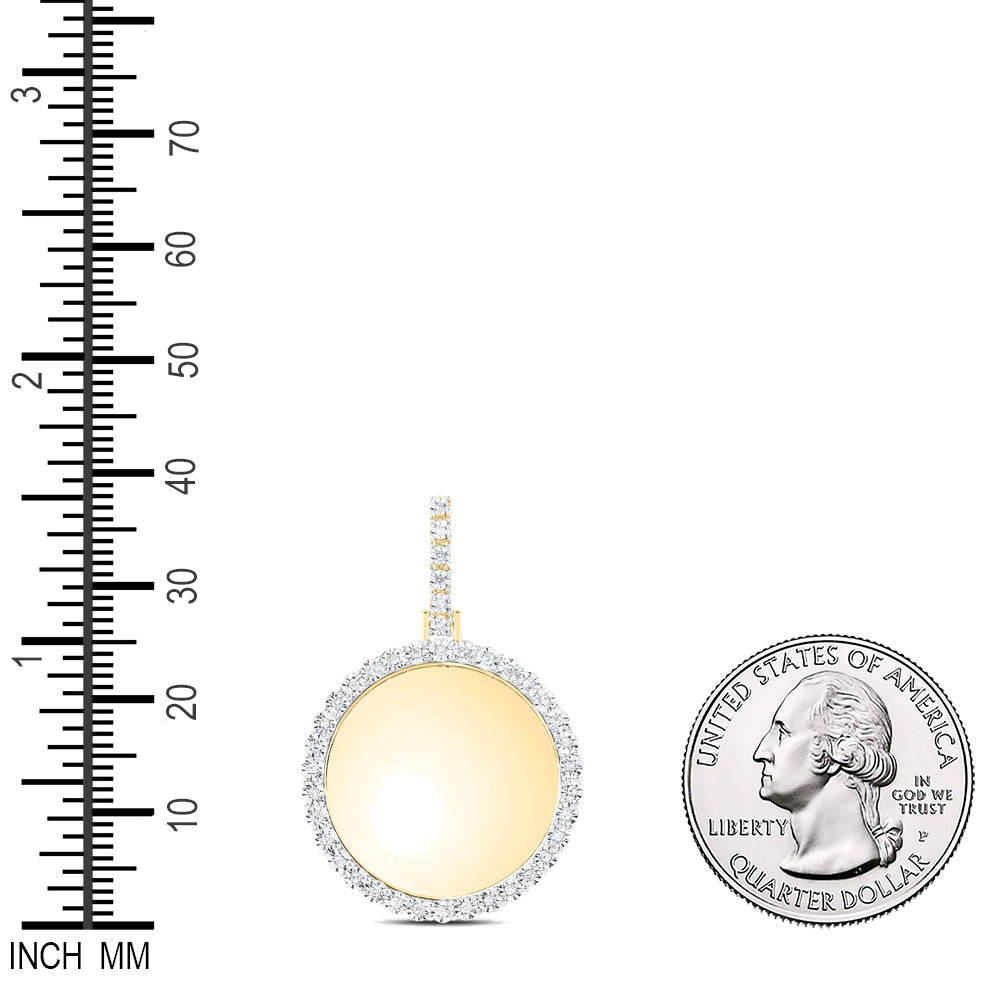 0.13 Ctw Natural Diamond Round Cirle Memory Picture Frame Pendant in 10k Yellow Gold