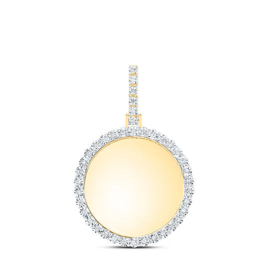 0.13 Ctw Natural Diamond Round Cirle Memory Picture Frame Pendant in 10k Yellow Gold