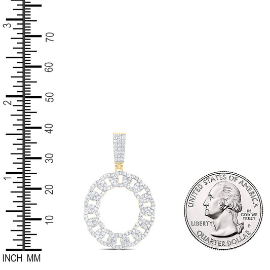 1.04 Ctw Natural Diamond Links Circle Round Pendant in 10k Yellow Gold