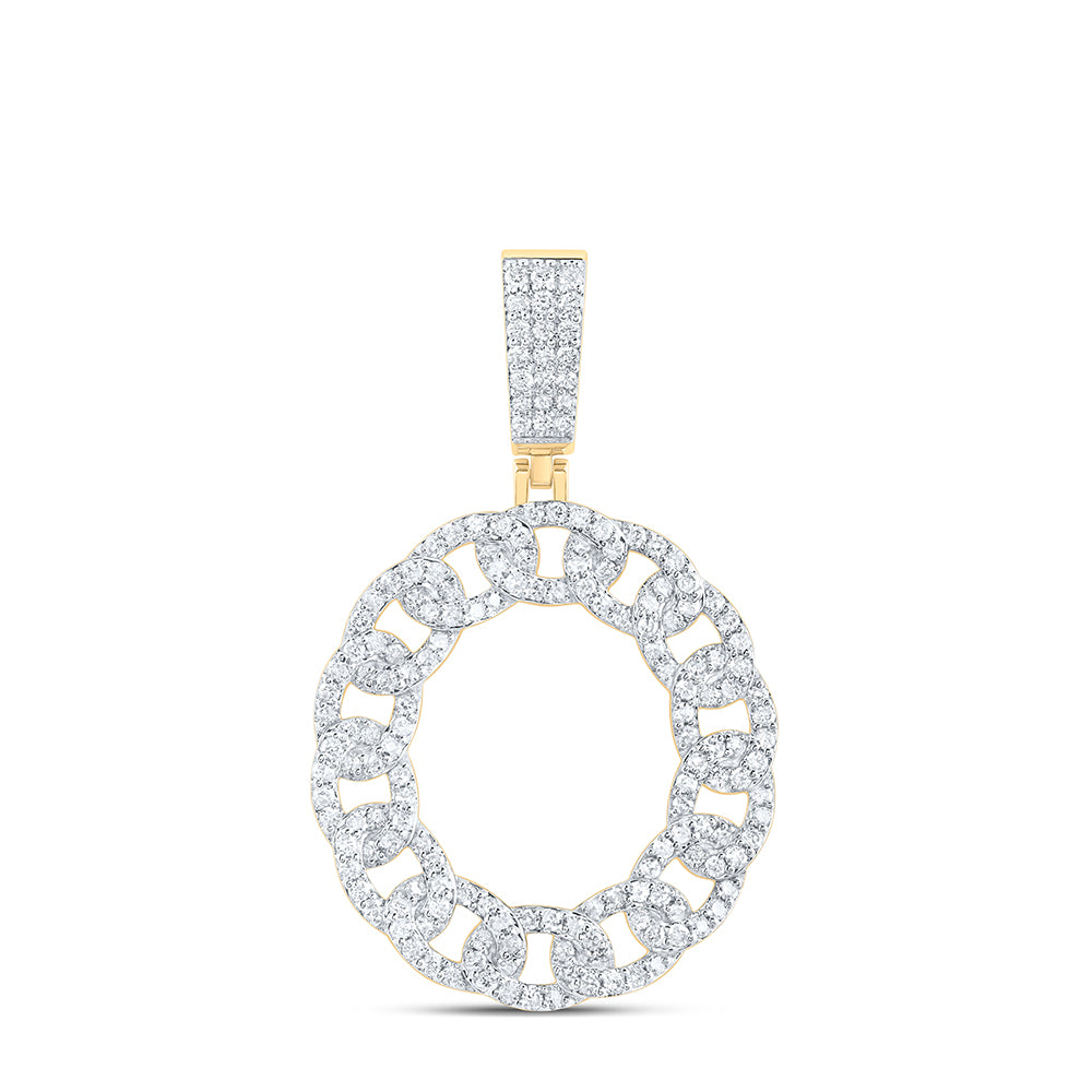 1.04 Ctw Natural Diamond Links Circle Round Pendant in 10k Yellow Gold