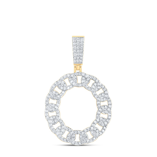 1.04 Ctw Natural Diamond Links Circle Round Pendant in 10k Yellow Gold