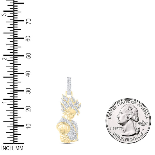 1.6 Ctw Natural Diamond Goku Torso Charm Pendant in 10k Yellow Gold