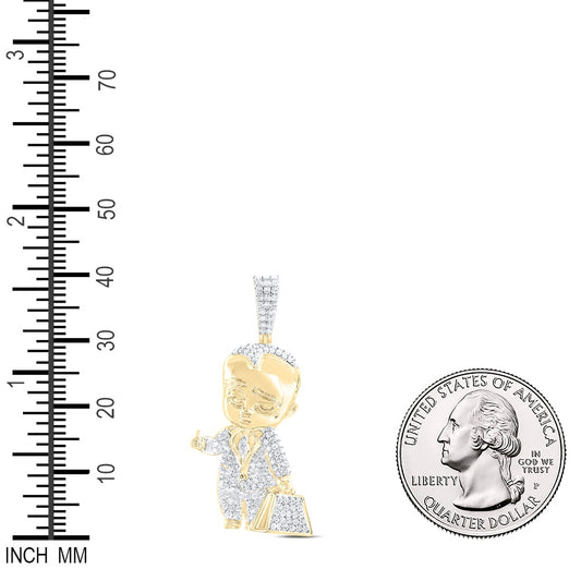 1.55 Ctw Natural Diamond Boss Baby Pendant in 10k Yellow Gold