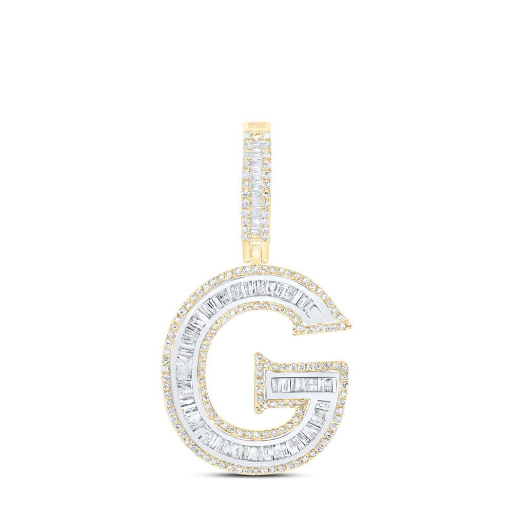 1 Ctw Natural Diamond Block Initial Letter Alphabet G Pendant in 10k Yellow Gold