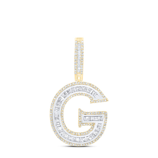 1 Ctw Natural Diamond Block Initial Letter Alphabet G Pendant in 10k Yellow Gold