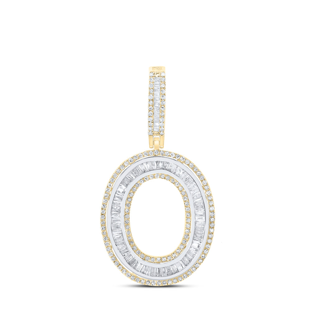 0.95 Ctw Natural Diamond Block Initial Letter Alphabet O Pendant in 10k Yellow Gold