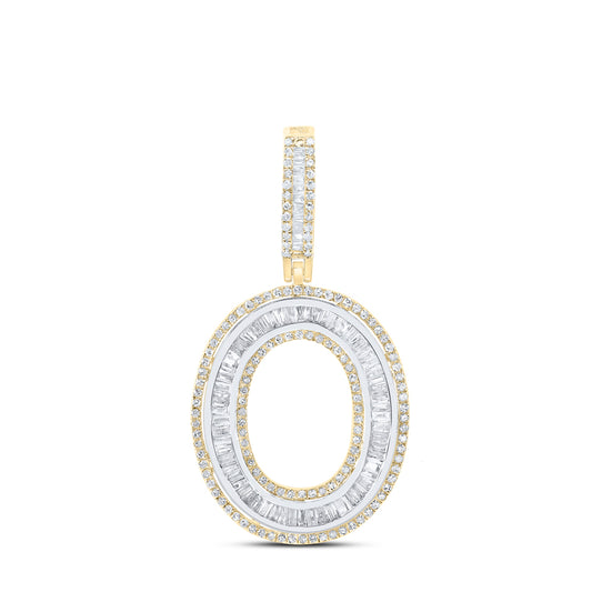 0.95 Ctw Natural Diamond Block Initial Letter Alphabet O Pendant in 10k Yellow Gold