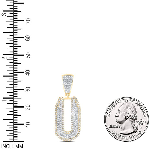0.81 Ctw Natural Diamond Hiphop Initial Letter Alphabet U Pendant in 10K Yellow White