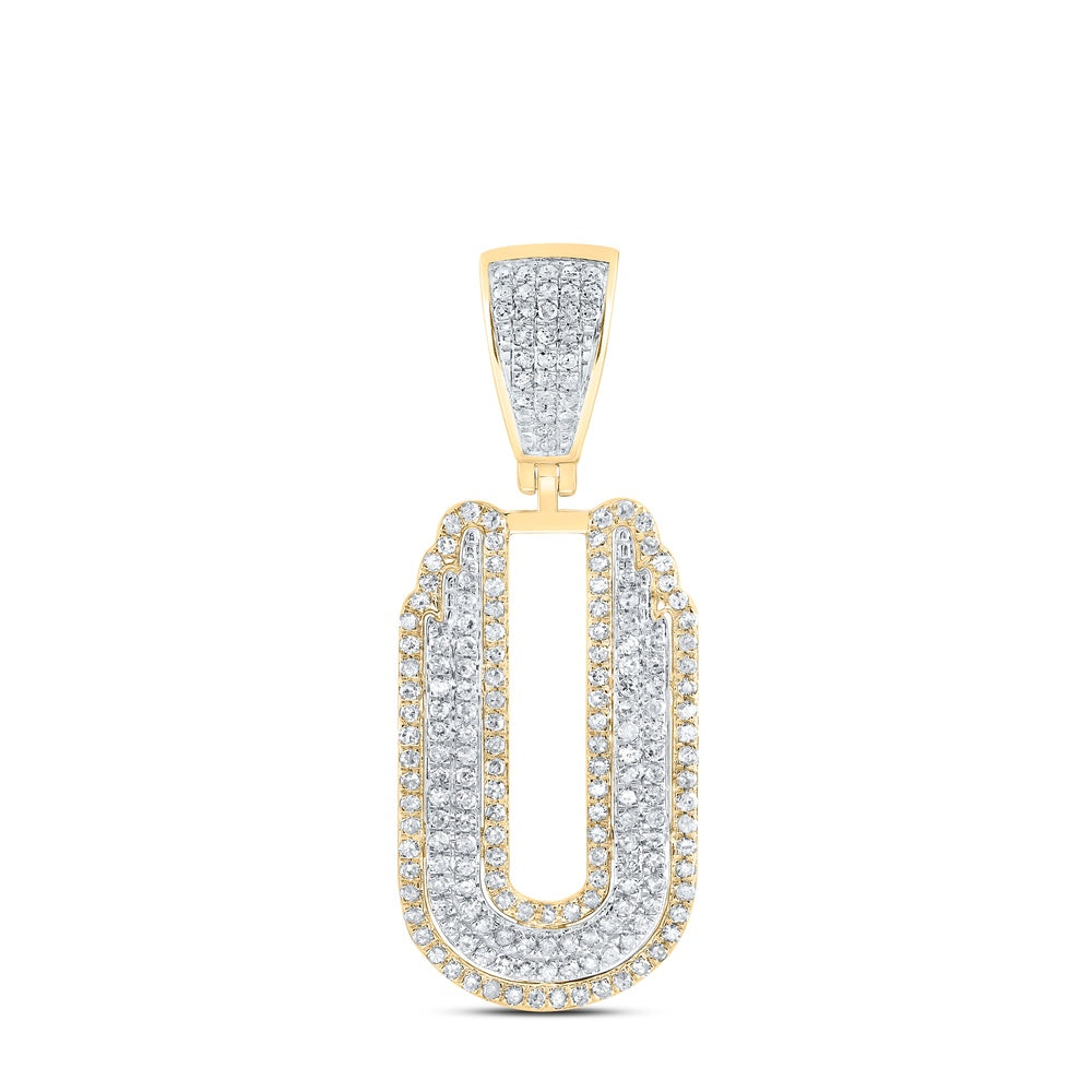0.81 Ctw Natural Diamond Hiphop Initial Letter Alphabet U Pendant in 10K Yellow White
