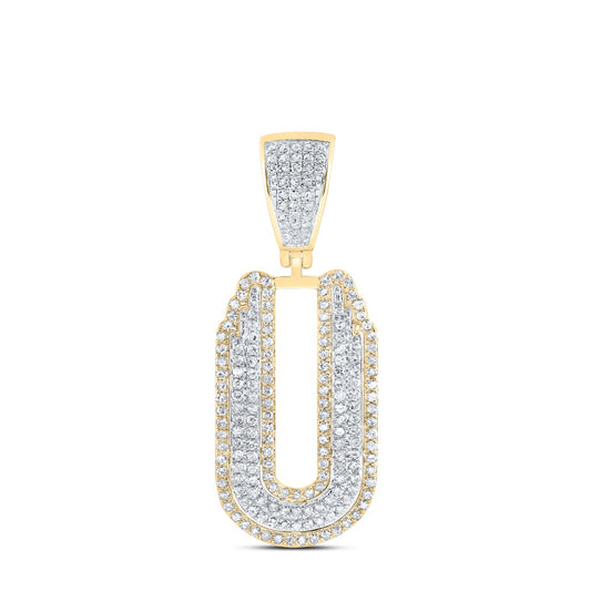0.81 Ctw Natural Diamond Hiphop Initial Letter Alphabet U Pendant in 10K Yellow White