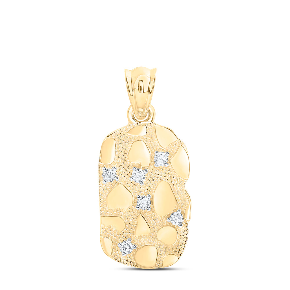 0.62 Ctw Natural Diamond Nugget Pendant in 10k Yellow Gold