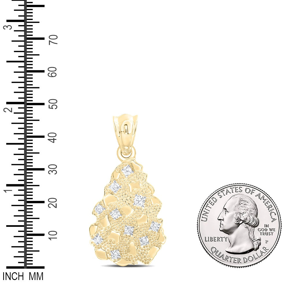 0.74 Ctw Natural Diamond Nugget Pendant in 10k Yellow Gold