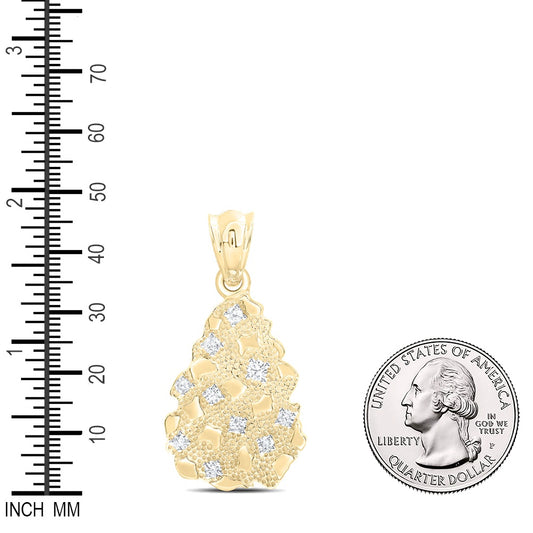 0.74 Ctw Natural Diamond Nugget Pendant in 10k Yellow Gold
