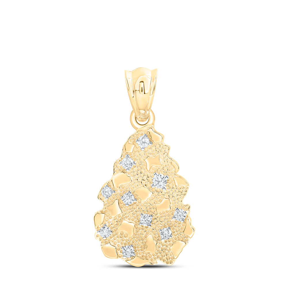 0.74 Ctw Natural Diamond Nugget Pendant in 10k Yellow Gold