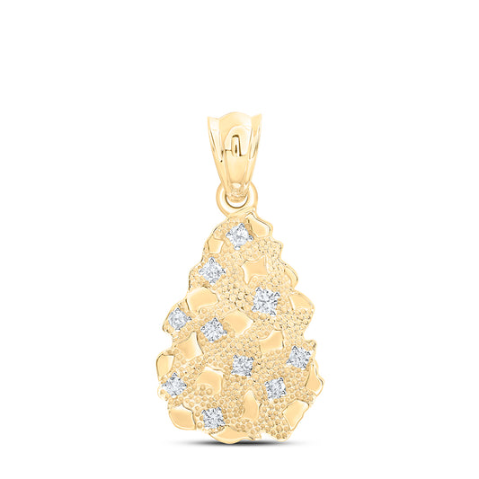 0.74 Ctw Natural Diamond Nugget Pendant in 10k Yellow Gold