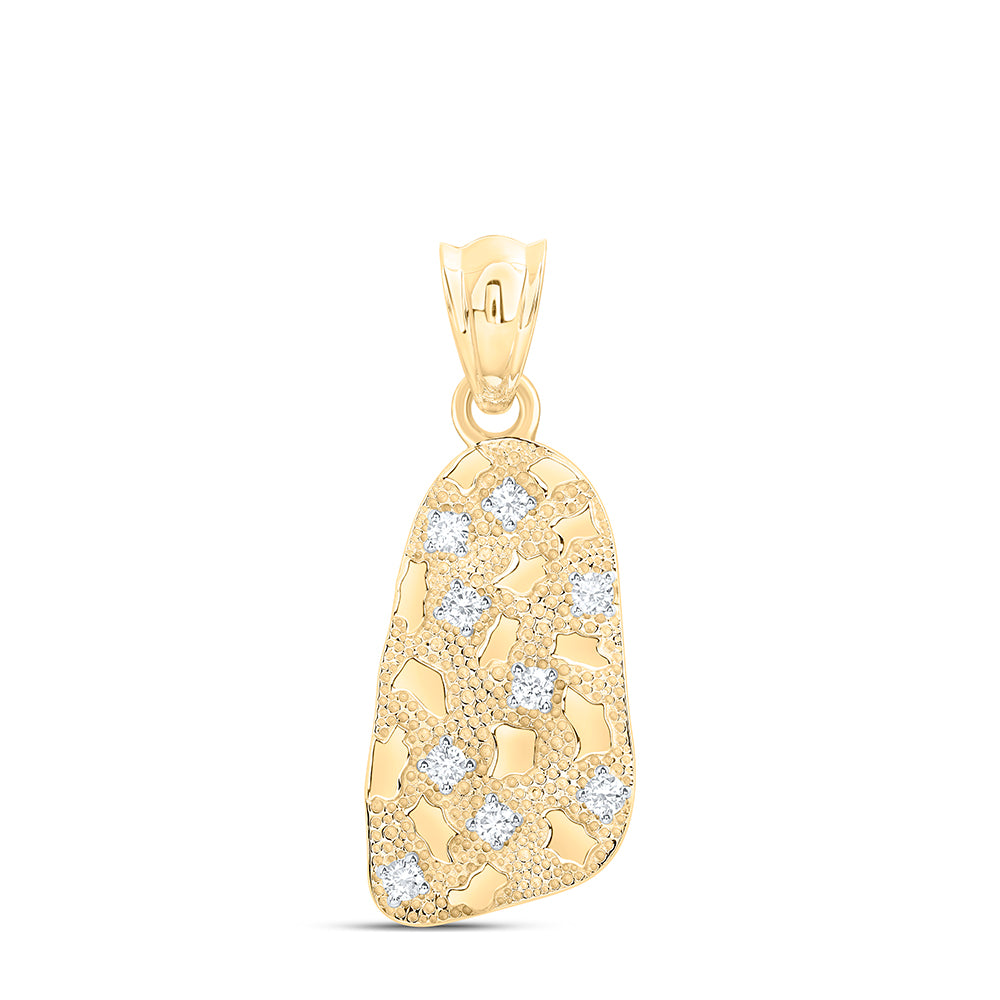 0.65 Ctw Natural Diamond Nugget Pendant in 10k Yellow Gold