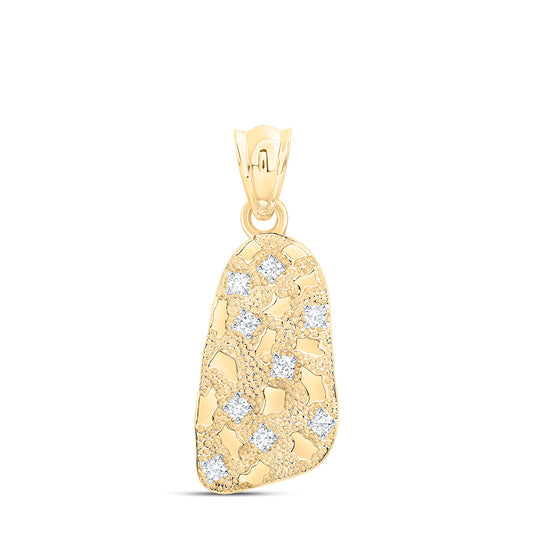 0.65 Ctw Natural Diamond Nugget Pendant in 10k Yellow Gold