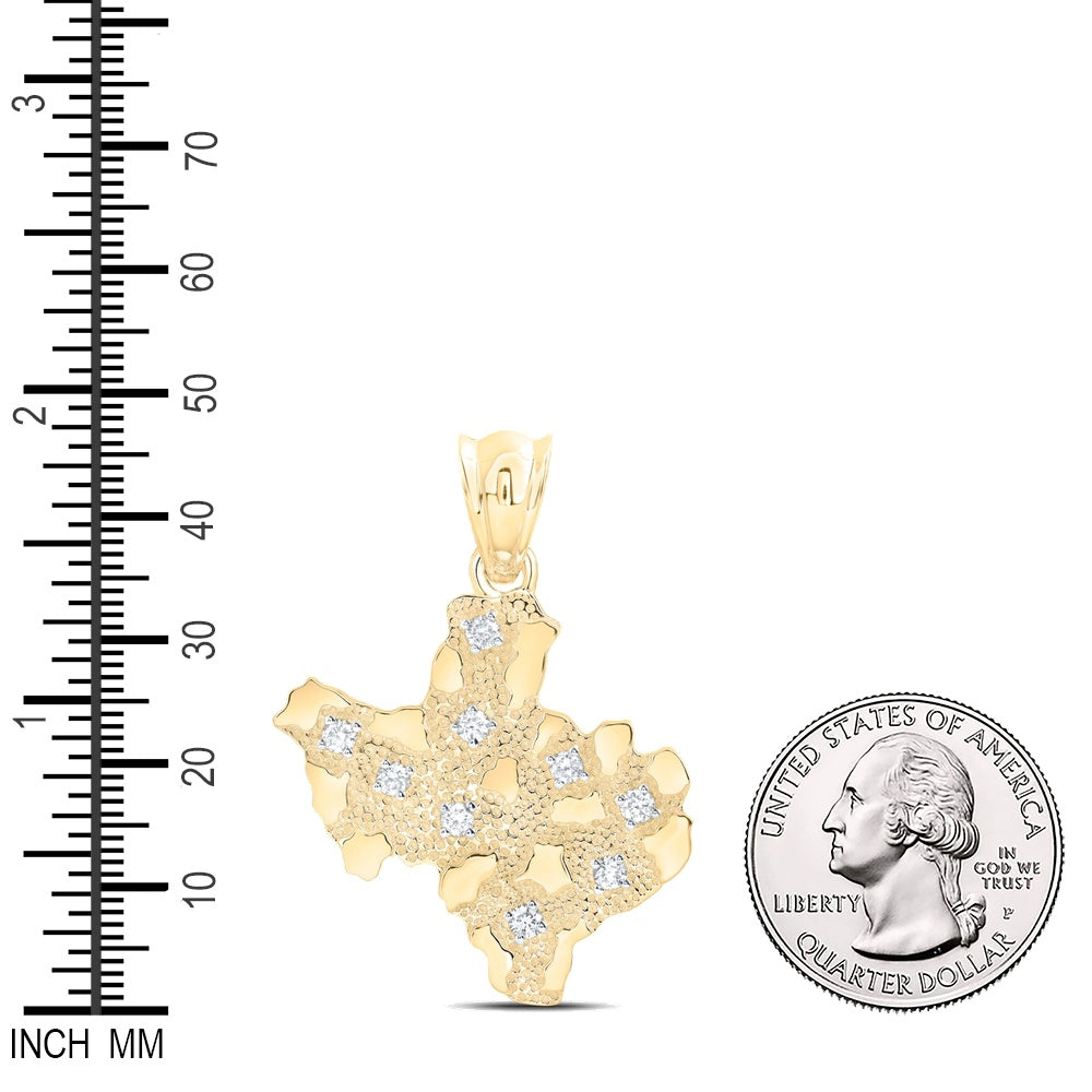 0.58 Ctw Natural Diamond Nugget Texas Map Pendant in 10k Yellow Gold