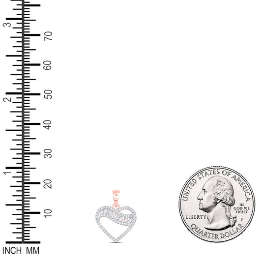 0.24 Ctw Natural Diamond Open Heart Pendant in 10k Rose Gold