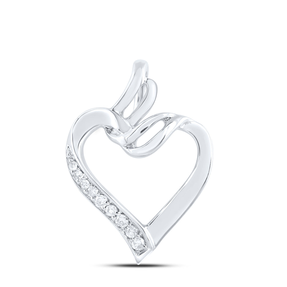 0.05 Ctw Natural Diamond Open Heart Gift Pendant in 10k White Gold