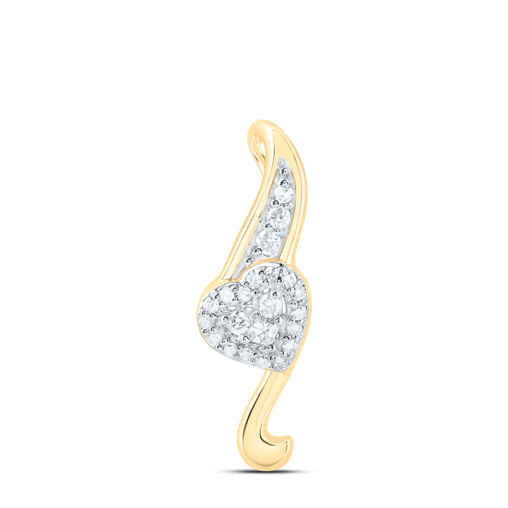 0.11 Ctw Natural Diamond Heart Gift Pendant in 10k Yellow Gold