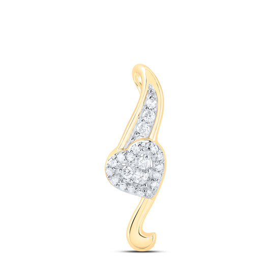 0.11 Ctw Natural Diamond Heart Gift Pendant in 10k Yellow Gold