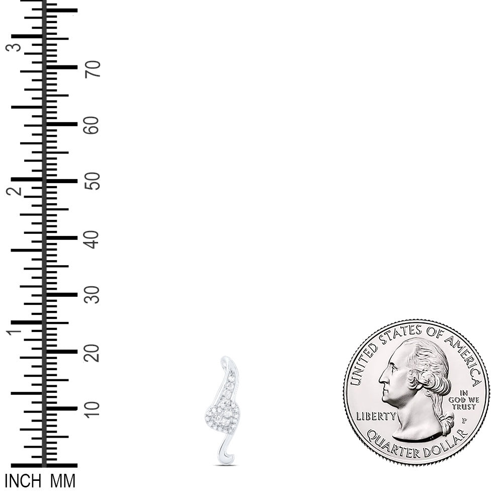 0.11 Ctw Natural Diamond Heart Gift Pendant in 10k White Gold