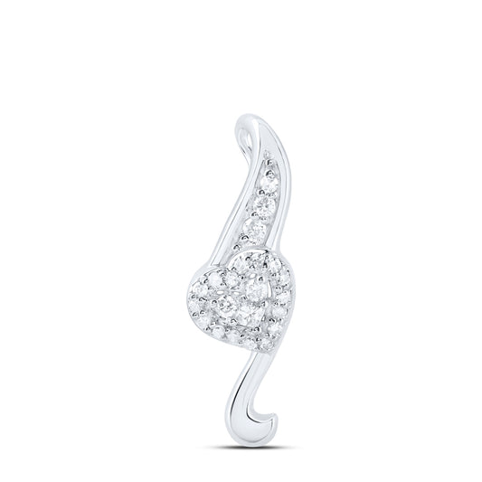 0.11 Ctw Natural Diamond Heart Gift Pendant in 10k White Gold